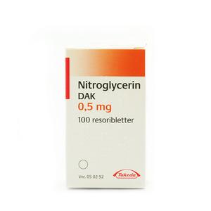 Nitroglycerin 0,5 mg - 100 resoribletter