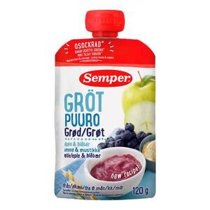 Semper Frugtgrød m. Blåbær & Æble 6 mdr. - 120 g.