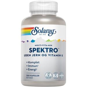 Solaray Spektro Multi-Vita-Min uden jern og vitamin K, 200kap.