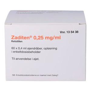 Zaditen 2care4 0,25 mg/g øjendråber enkeltdosis - 60x0,4 ml.