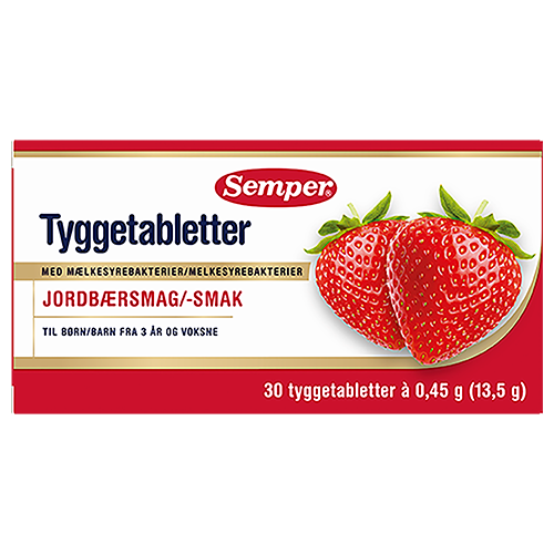 Semper Tyggetabletter Med Mælkesyrebakterier Jordbærsmag (30 stk)